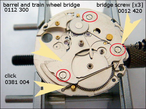 Unscrewing Seiko Automatic watch bridge screws