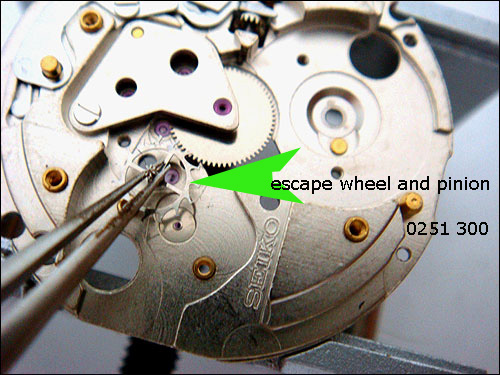 Seiko Automatic watch - escape wheel