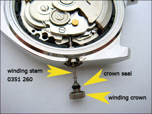 Seiko DIY winding stem, crown seal and winding crown