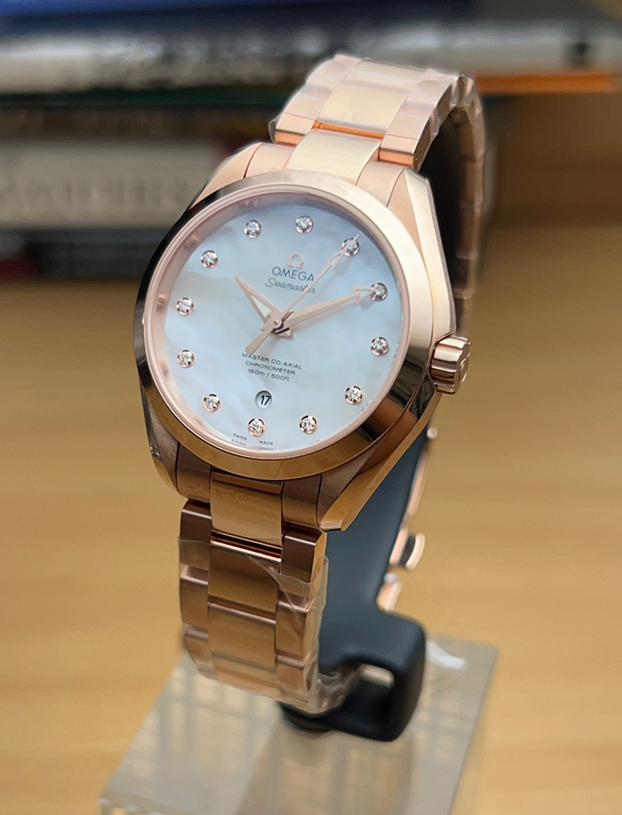 Ladies Omega Seamaster Aqua Terra 18K Rose Gold &amp; Diamond Dial Wristwatch Ref. 231.50.34.20.55.001