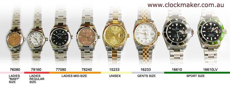 rolex watch case size dimension