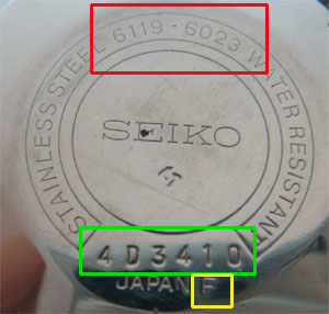 Seiko 7S26 case back model reference number